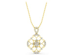 Yellow gold Round Diamond Halo Pendant with Pavé Setting_1