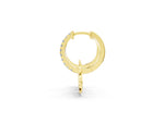 Yellow gold Round Diamond Heart Charm Huggie Hoop Earrings_1