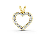 Yellow gold Round Diamond Heart Pendant with Pavé Setting