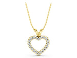 Yellow gold Round Diamond Heart Pendant with Pavé Setting_1