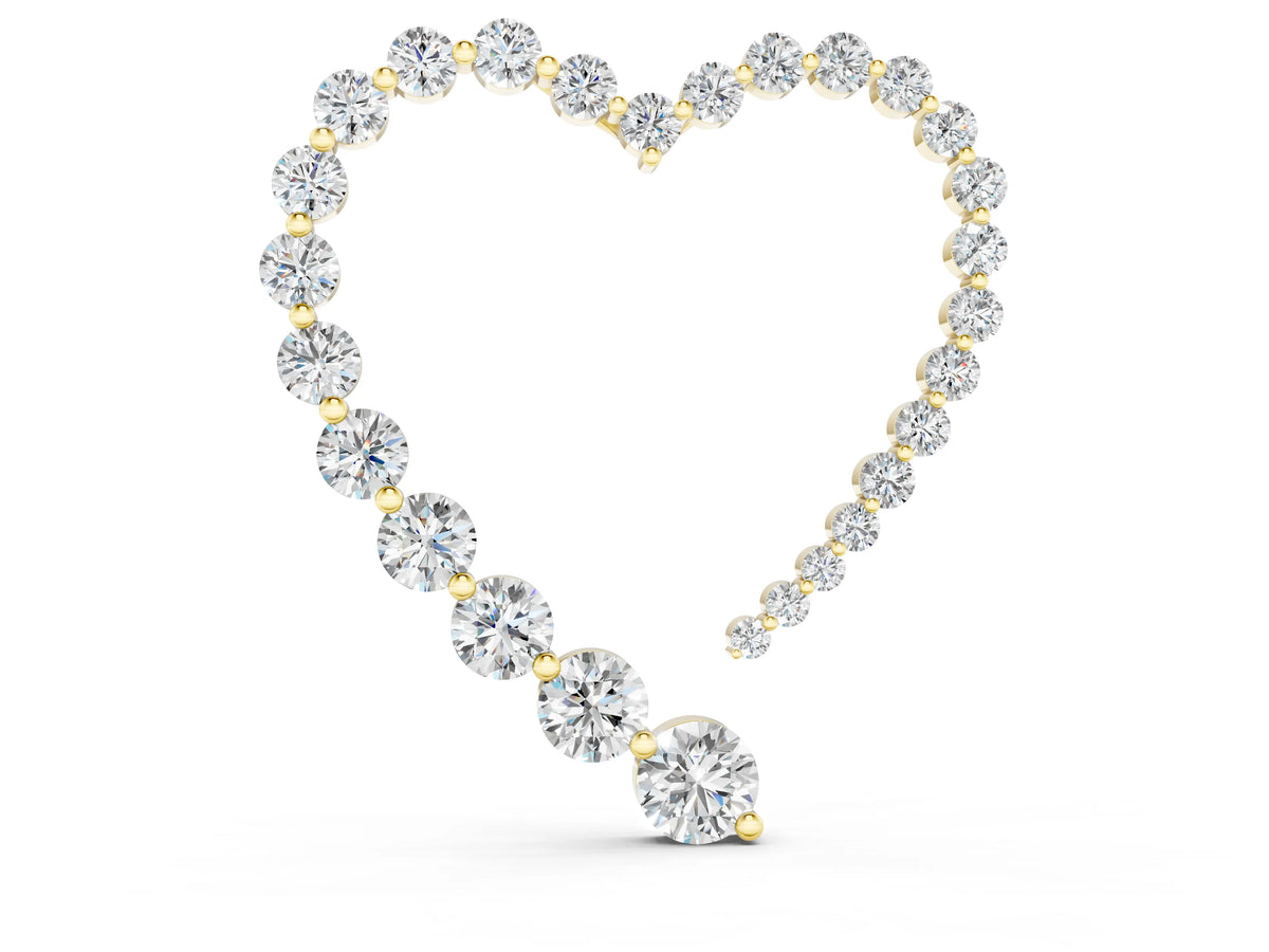 Yellow gold Round Diamond Heart Pendant with Prong Setting