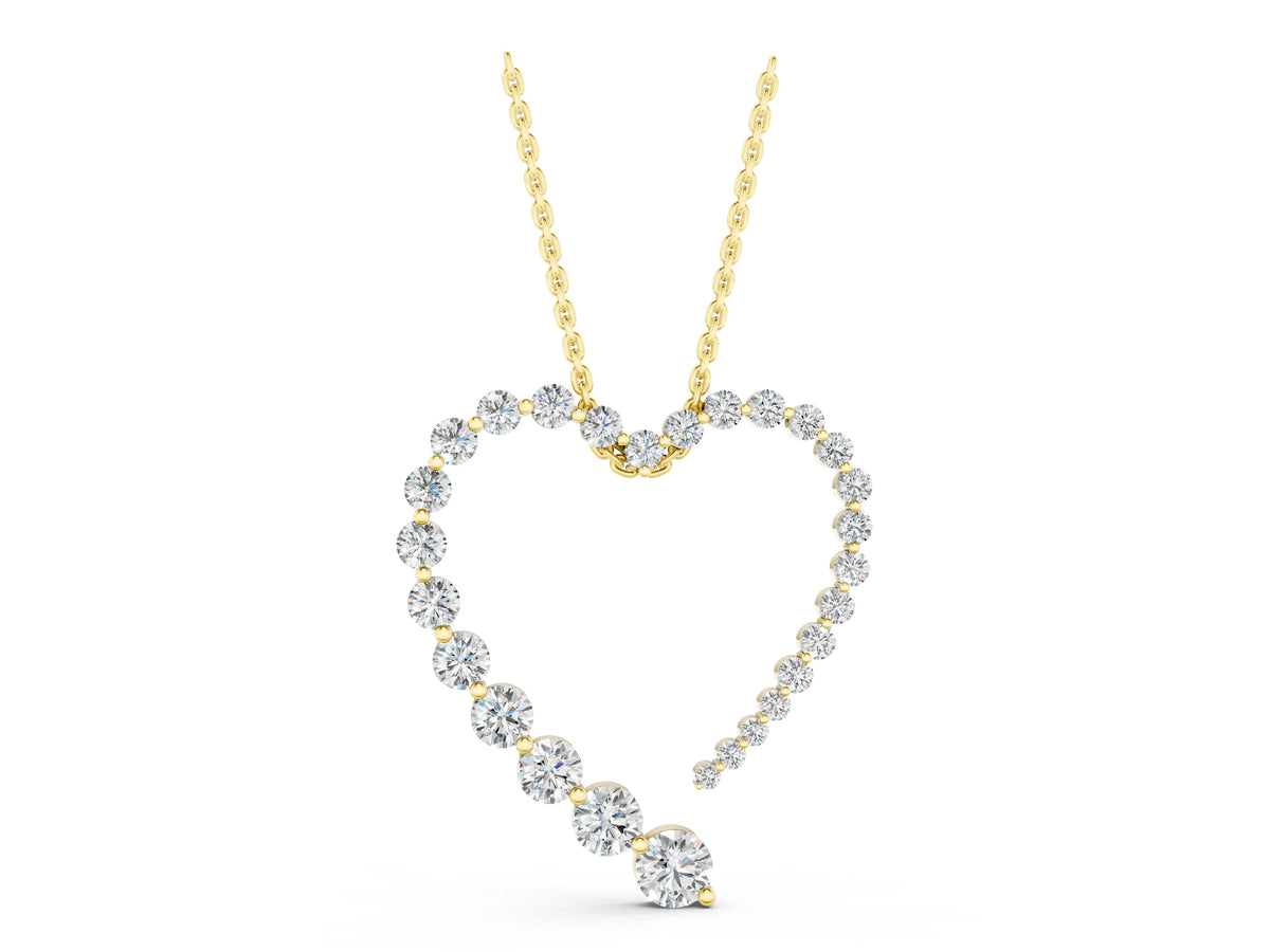 Yellow gold Round Diamond Heart Pendant with Prong Setting_1