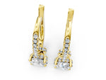 Yellow gold Round Diamond Hidden Halo Drop Earrings_1