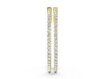 Yellow gold Round Diamond Hoop Earrings with Pave Setting and Shared Prong