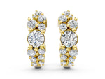 Yellow gold Round Diamond Hydrangea Bouquet Hoop Earrings with Diamond Accents
