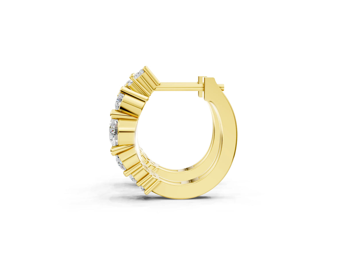 Yellow gold Round Diamond Hydrangea Bouquet Hoop Earrings with Diamond Accents_1