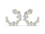 Yellow gold Round Diamond Hydrangea Bouquet Open Hoop Earrings