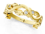 Yellow gold Round Diamond Leaf Eternity Band with Bezel Setting_1
