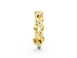 Yellow gold Round Diamond Leaf Eternity Band with Bezel Setting_2