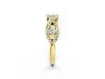 Yellow gold Round Diamond Marquise Halo Twist Band with Pavé Setting_2