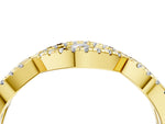 Yellow gold Round Diamond Marquise Halo Twist Band with Pavé Setting_4