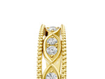 Yellow gold Round Diamond Marquise Milgrain Two-Tone Prong Set Band_5