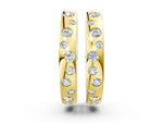 Yellow gold Round Diamond Mosaic Hoop Earrings
