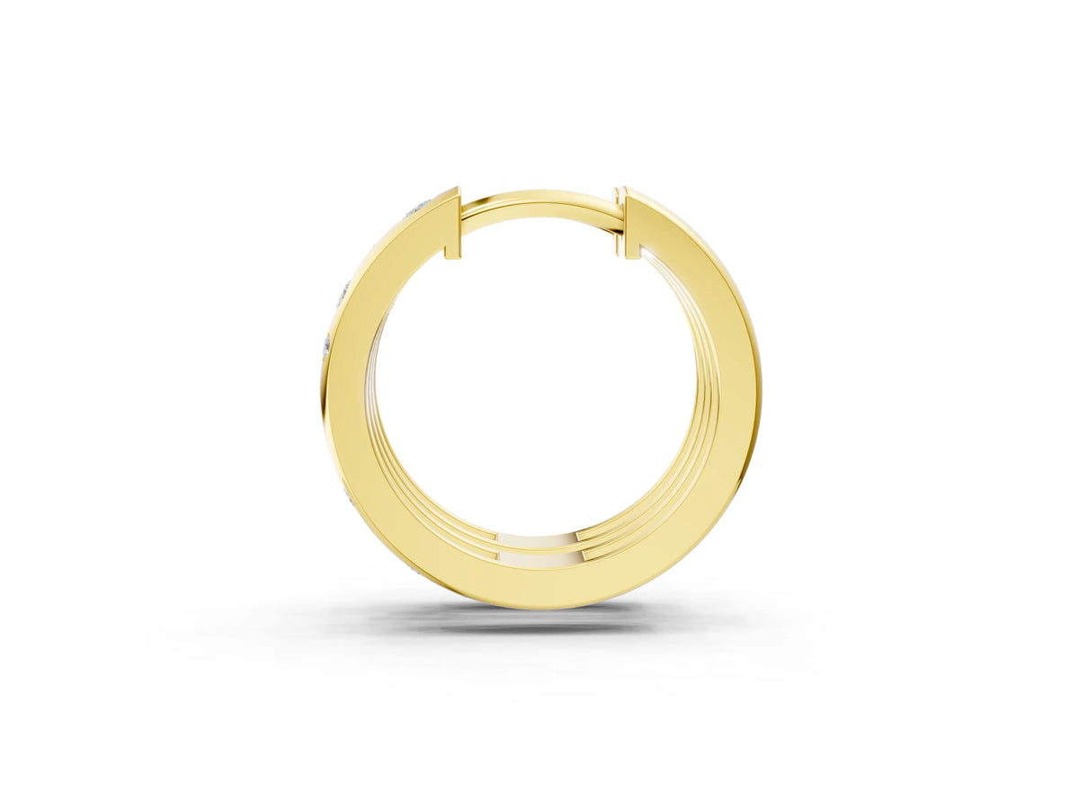 Yellow gold Round Diamond Mosaic Hoop Earrings_1