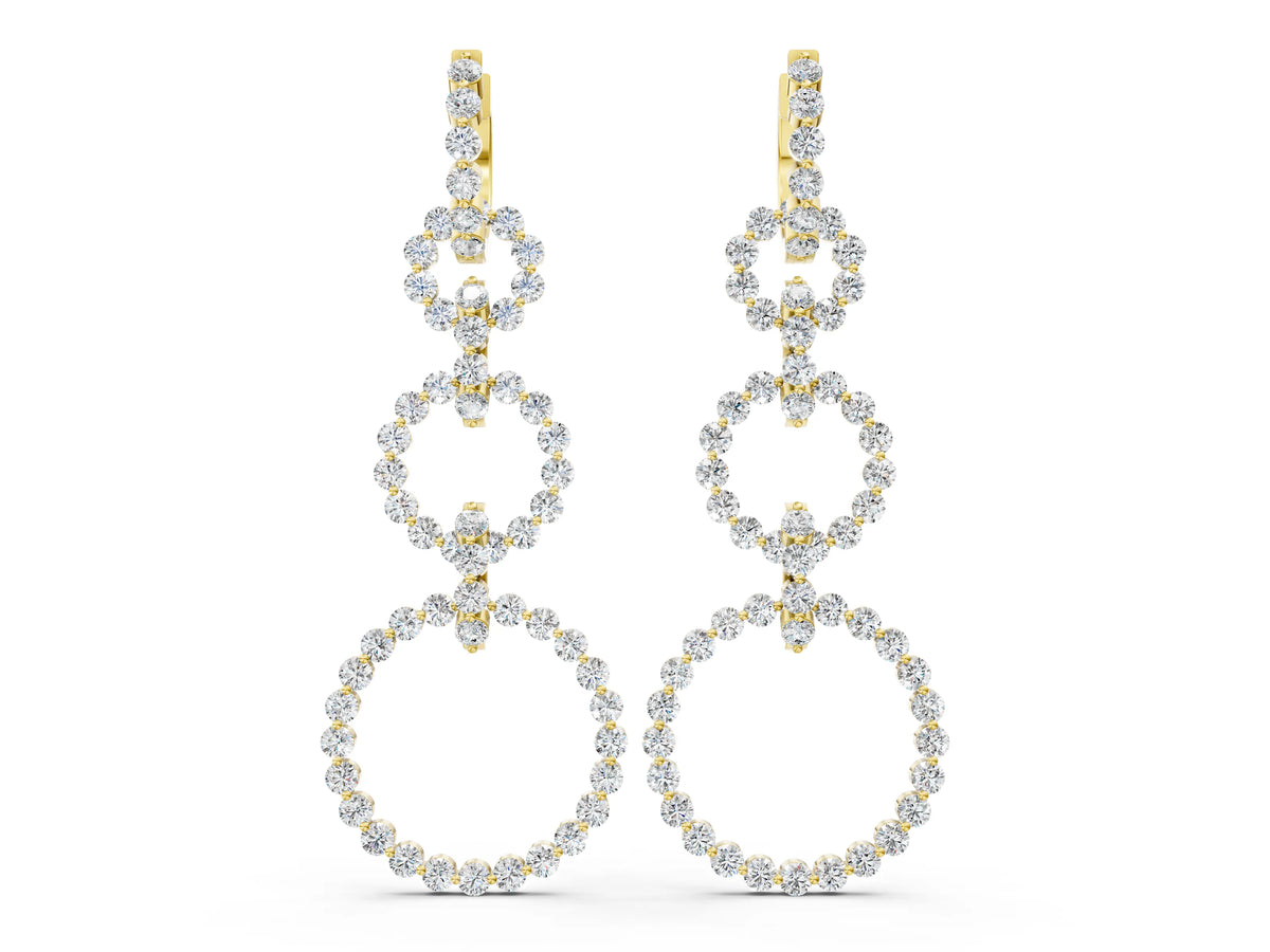 Yellow gold Round Diamond Multiway Open Circle Statement Earrings