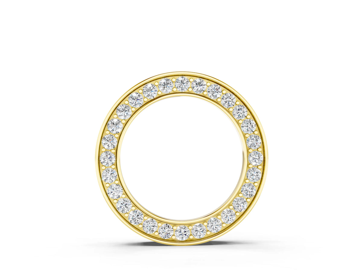 Yellow gold Round Diamond Pavé Circle Pendant