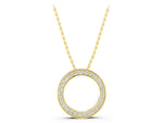 Yellow gold Round Diamond Pavé Circle Pendant_1