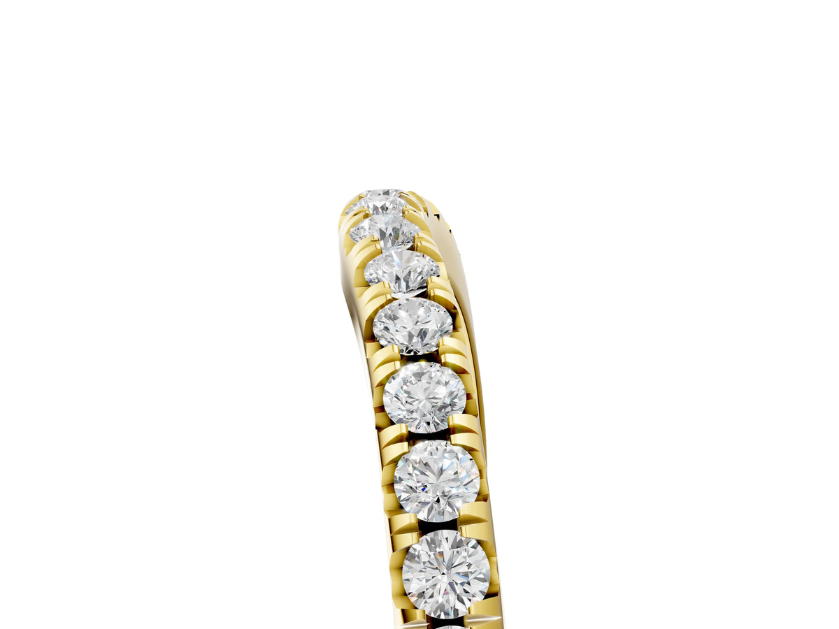 Yellow gold Round Diamond Pavé Curved Band with Shared Prong Setting_5