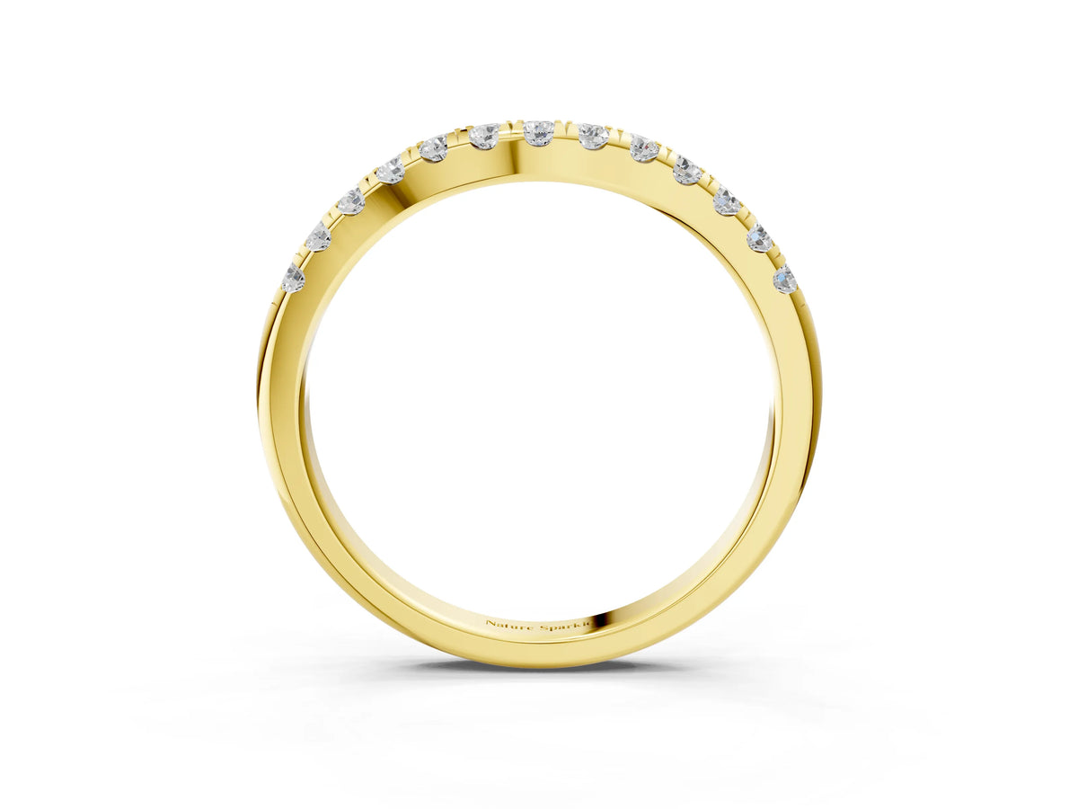 Yellow gold Round Diamond Pavé Curved Eternity Band with Shared Prong Setting_3