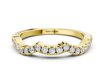 Yellow gold Round Diamond Pavé Curved Wedding Band