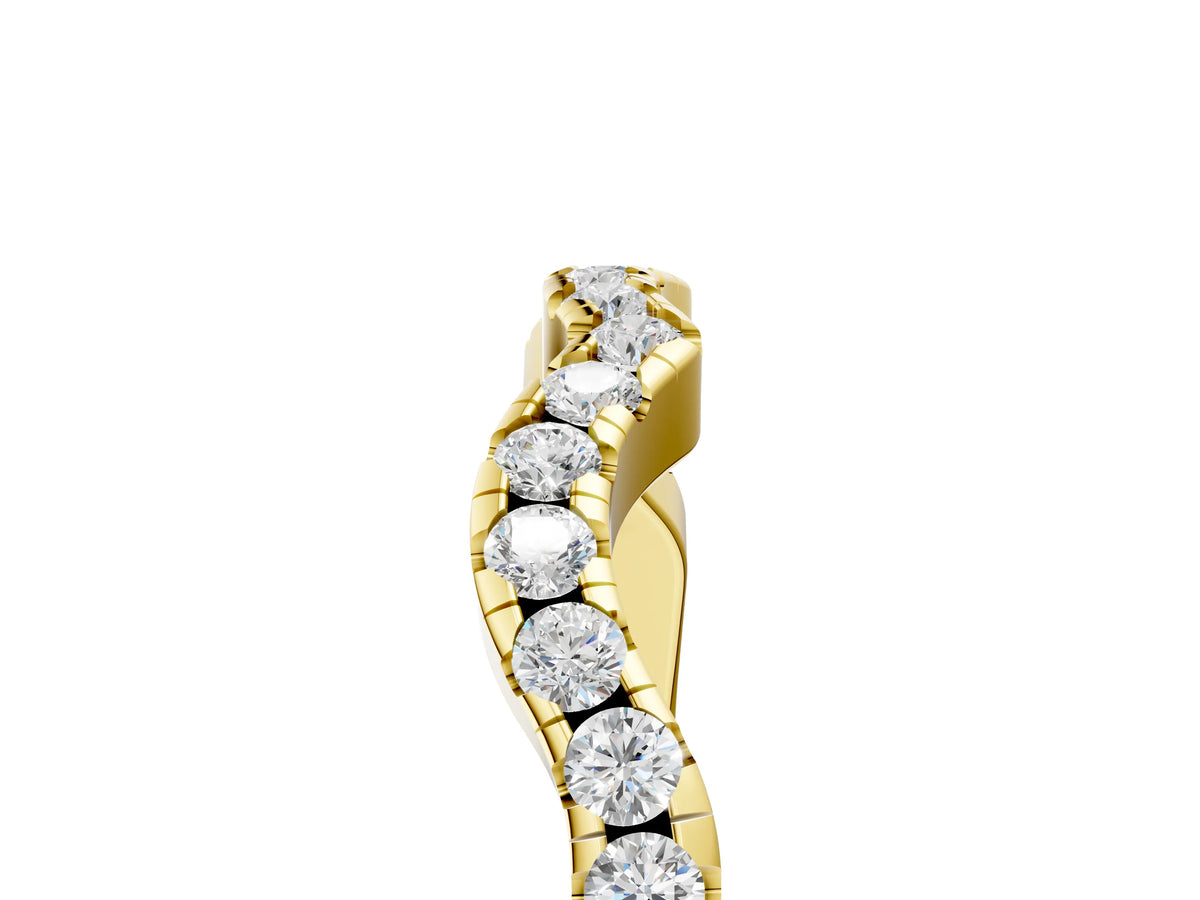 Yellow gold Round Diamond Pavé Curved Wedding Band_5