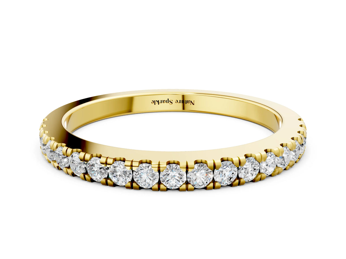 Yellow gold Round Diamond Pavé Eternity Band with U-Prong Setting
