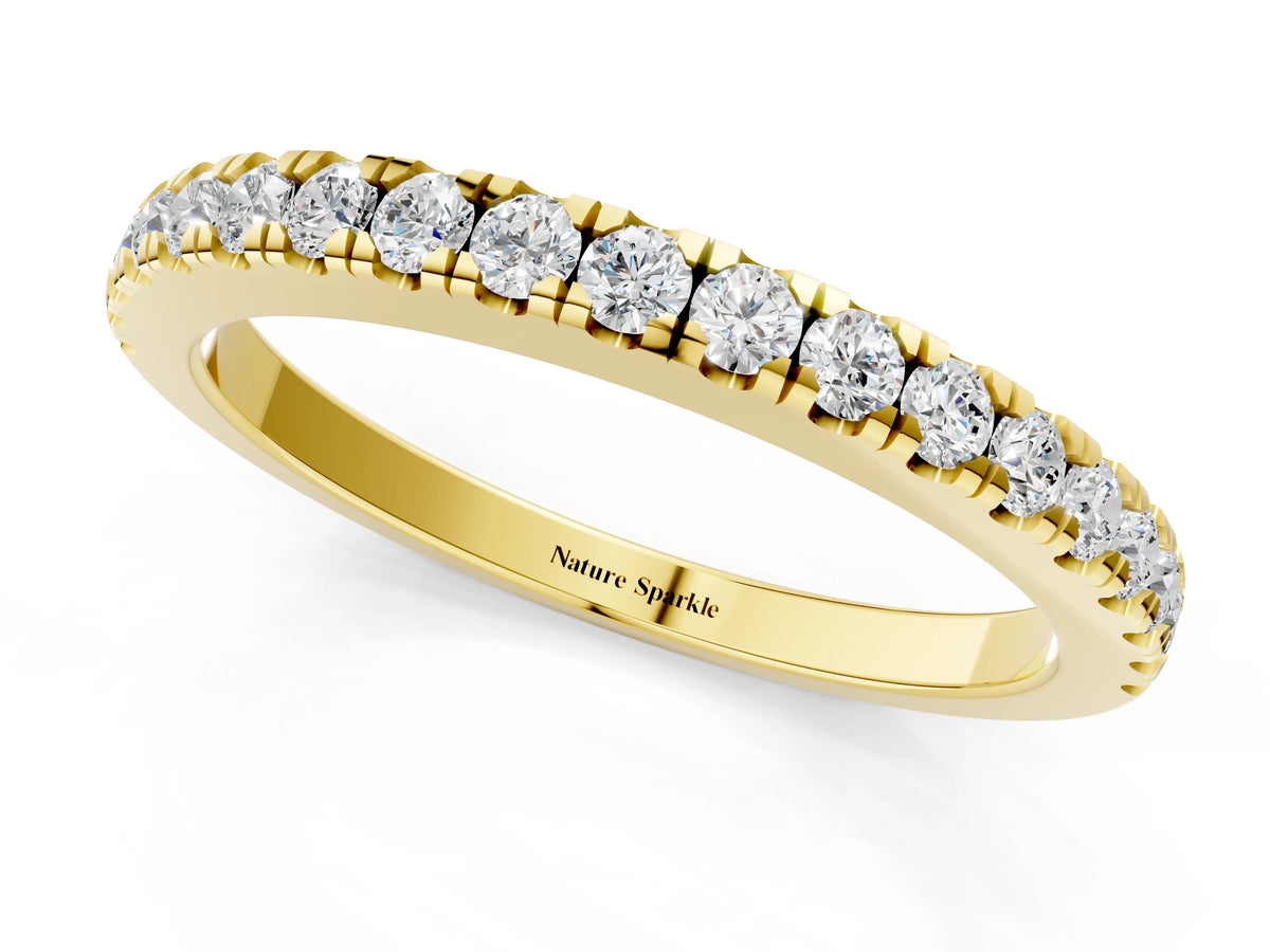 Yellow gold Round Diamond Pavé Eternity Band with U-Prong Setting_1
