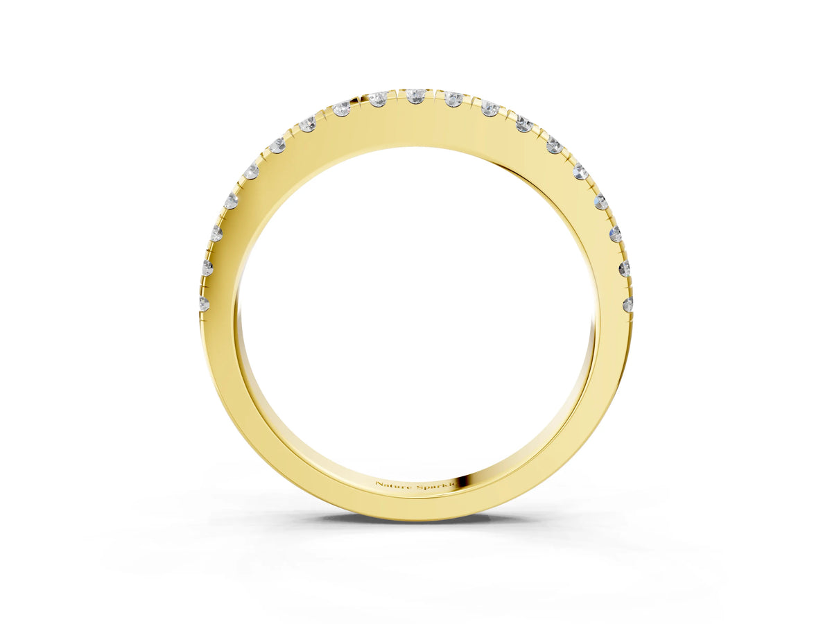 Yellow gold Round Diamond Pavé Eternity Band with U-Prong Setting_3