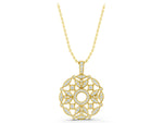 Yellow gold Round Diamond Pavé Filigree Pendant_1
