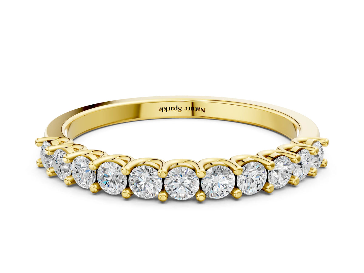 Yellow gold Round Diamond Pavé Half-Eternity Band