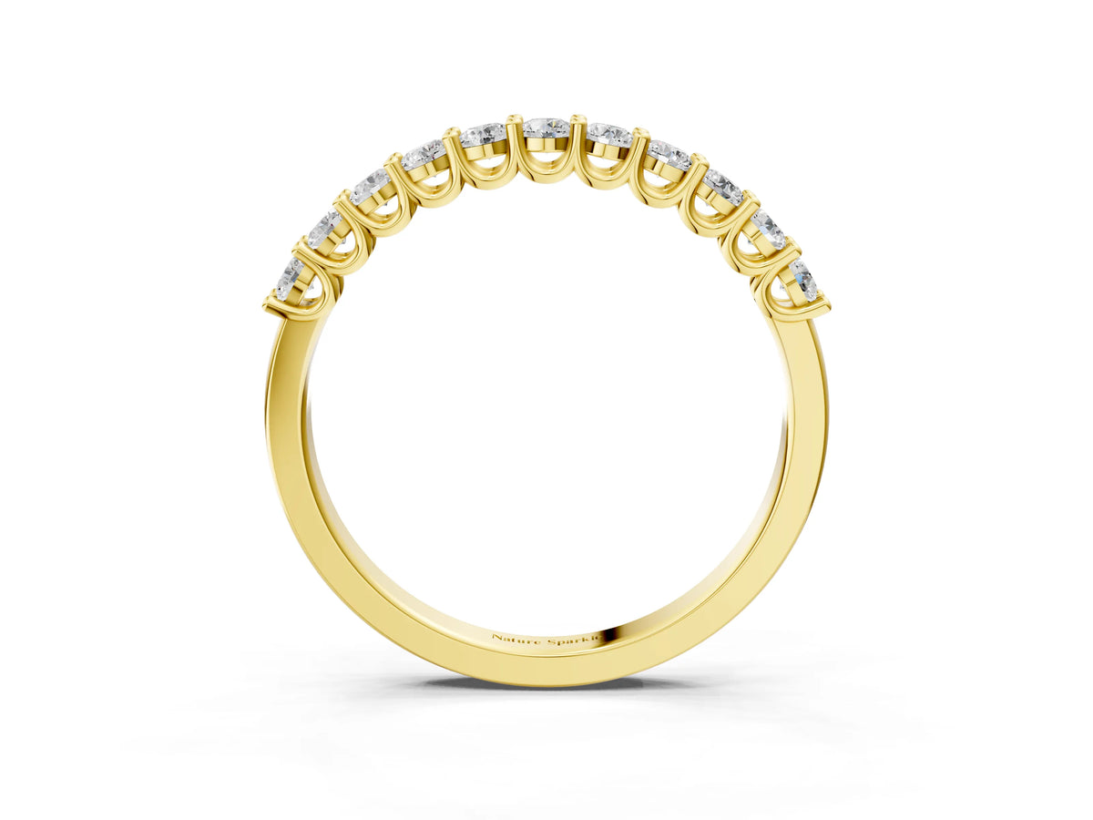 Yellow gold Round Diamond Pavé Half-Eternity Band_3