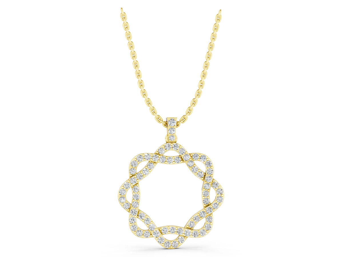 Yellow gold Round Diamond Pavé Infinity Pendant with Prong Setting_1