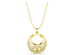 Yellow gold Round Diamond Pavé Leaf Filigree Pendant_1