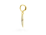 Yellow gold Round Diamond Pavé Leaf Huggie Drop Earrings_1