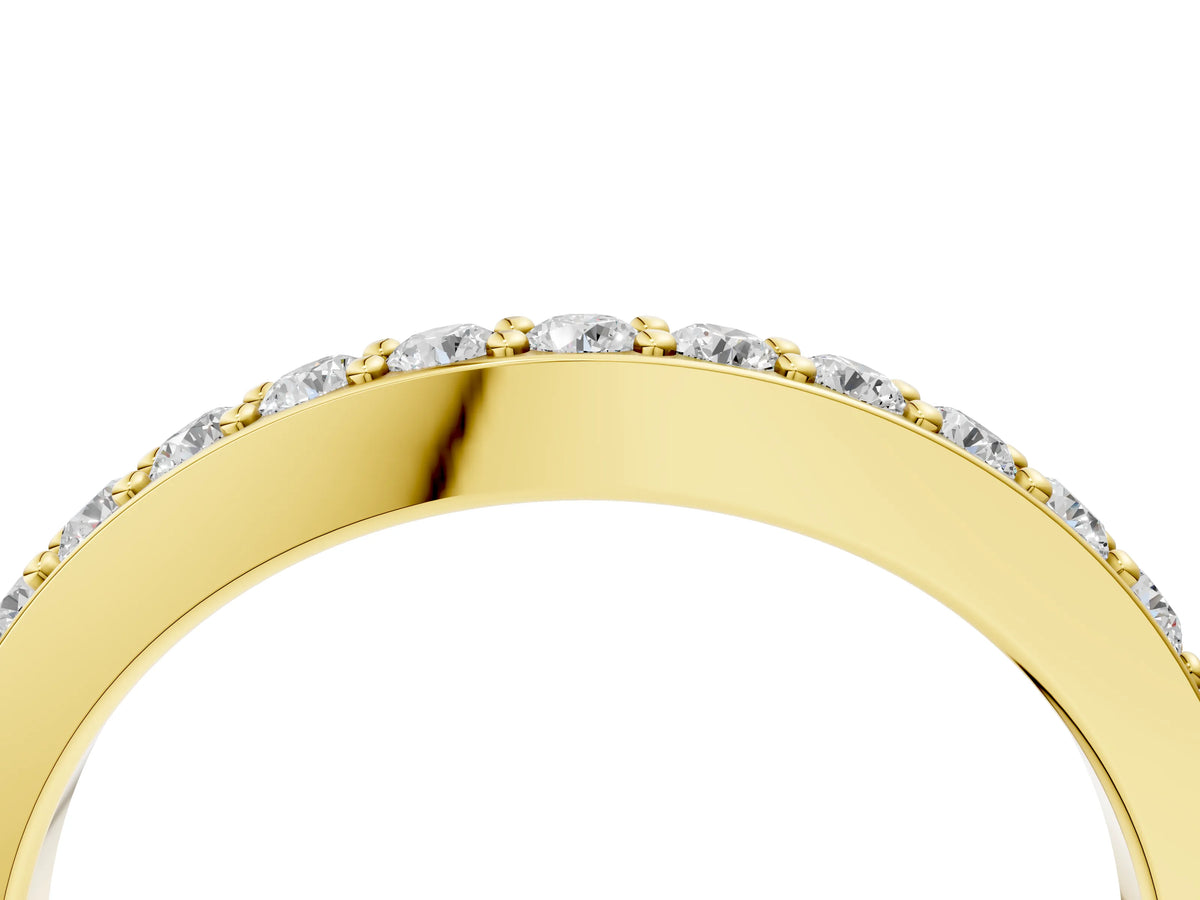 Yellow gold Round Diamond Pavé Set Curved Eternity Band_4