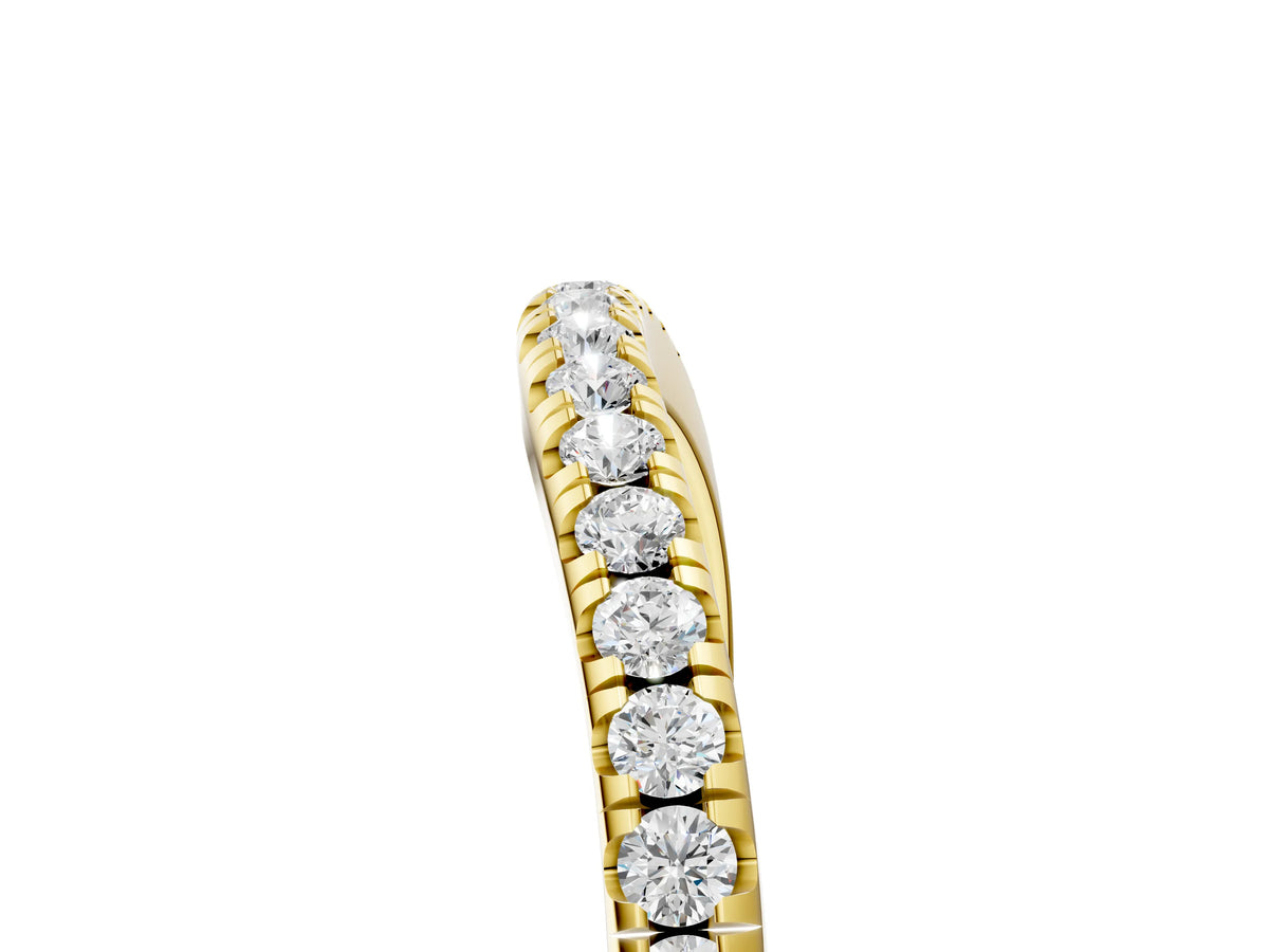Yellow gold Round Diamond Pavé Set Curved White Gold Band_5