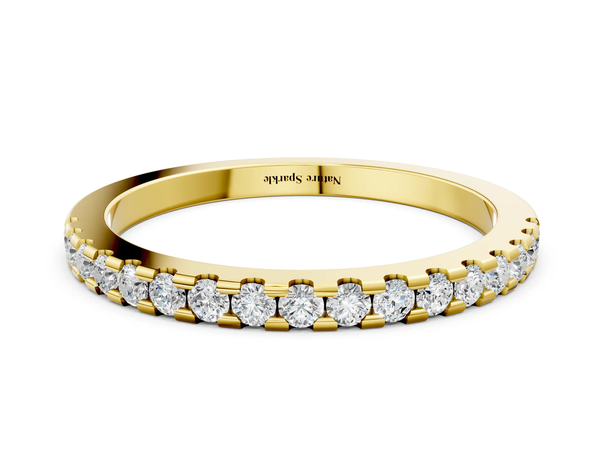 Yellow gold Round Diamond Pavé Set Eternity Band with Micro Prong Setting