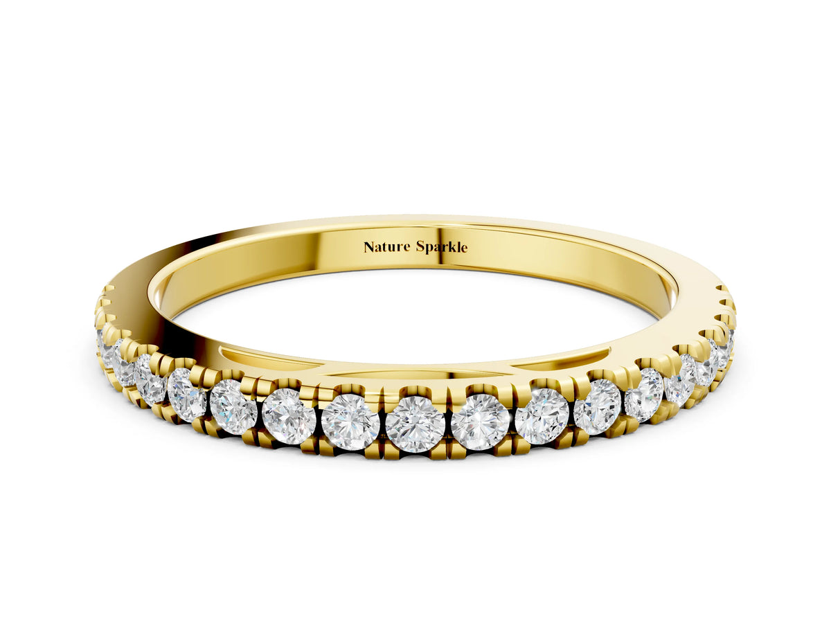 Yellow gold Round Diamond Pavé Set Eternity Band