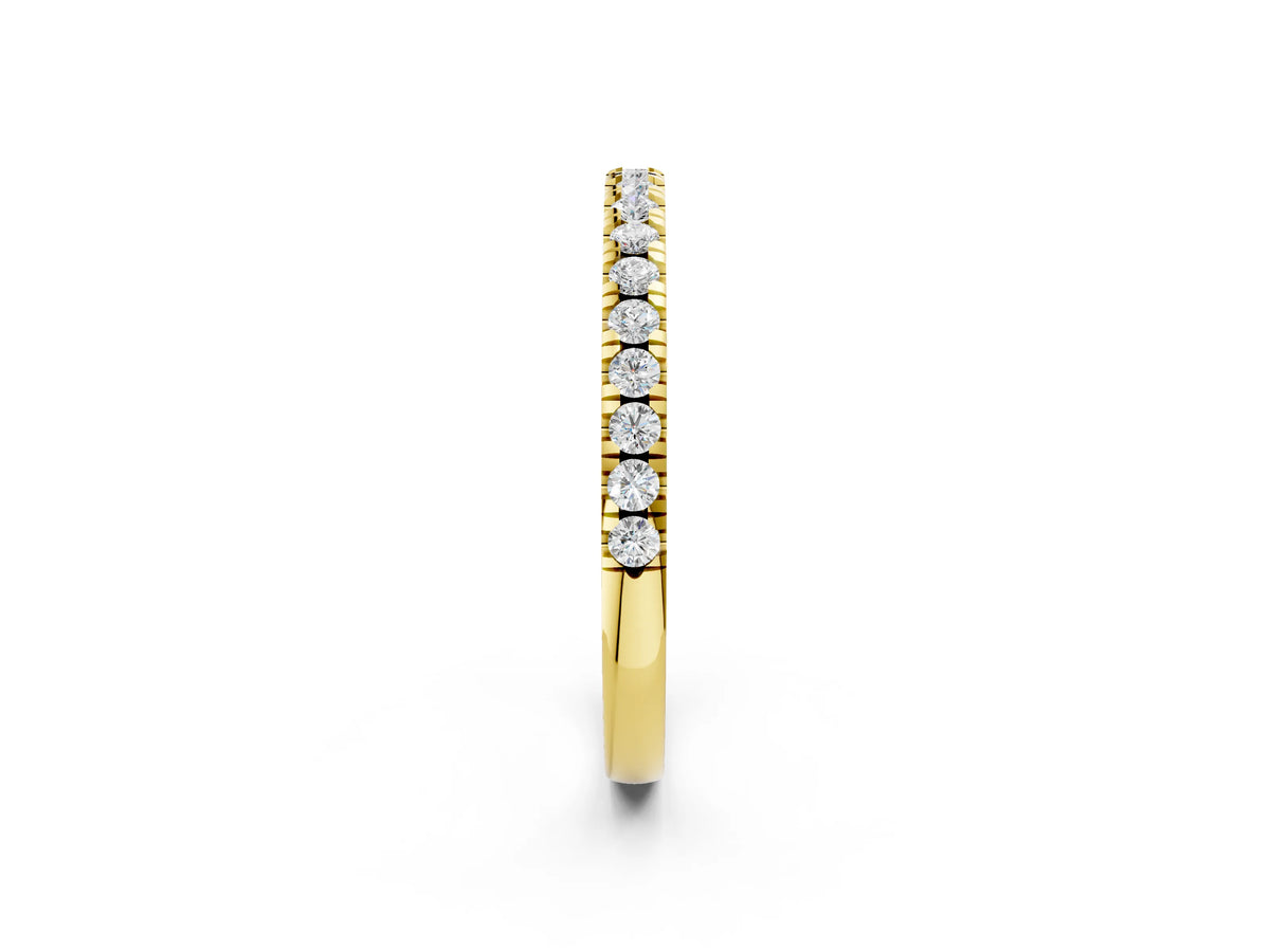 Yellow gold Round Diamond Pavé Set Eternity Band_2