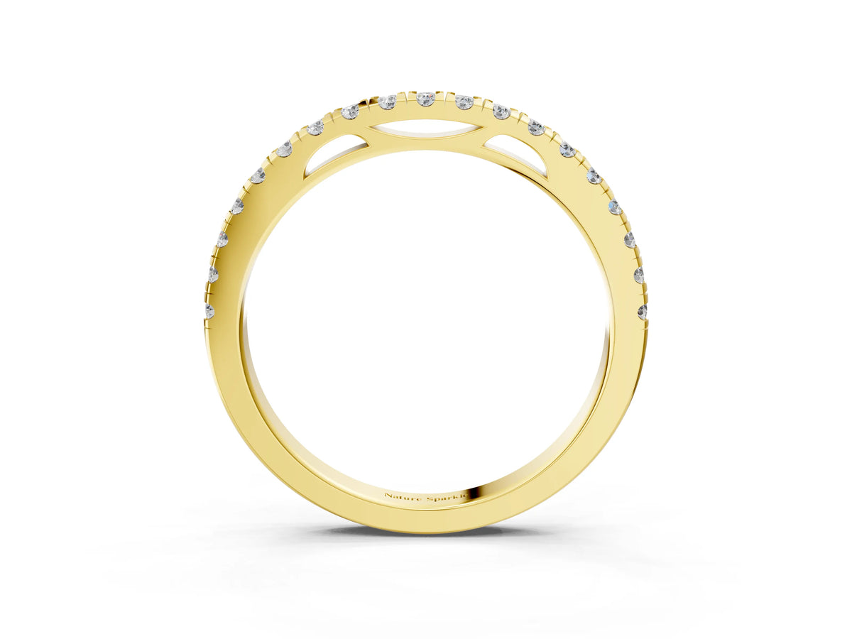 Yellow gold Round Diamond Pavé Set Eternity Band_3