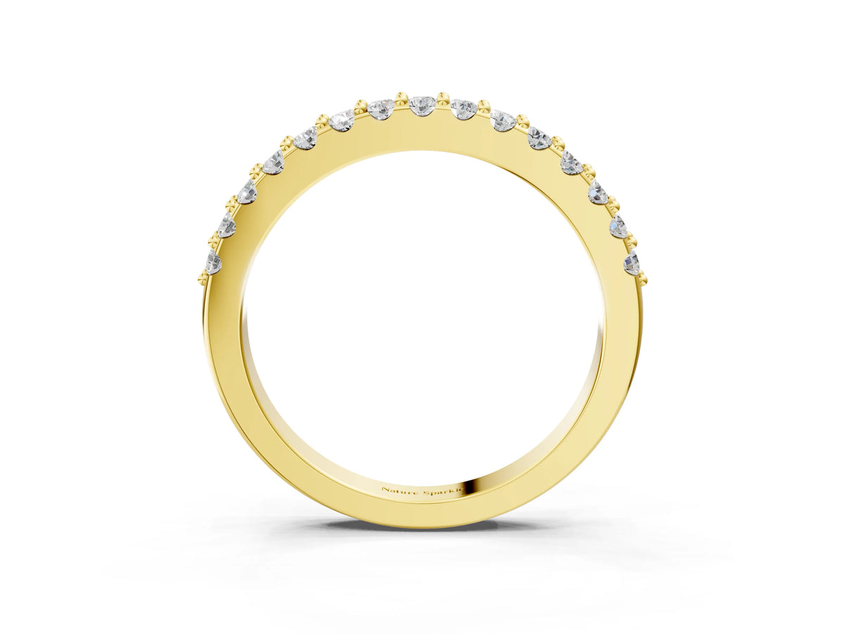 Yellow gold Round Diamond Pavé Set Half Eternity Band_3