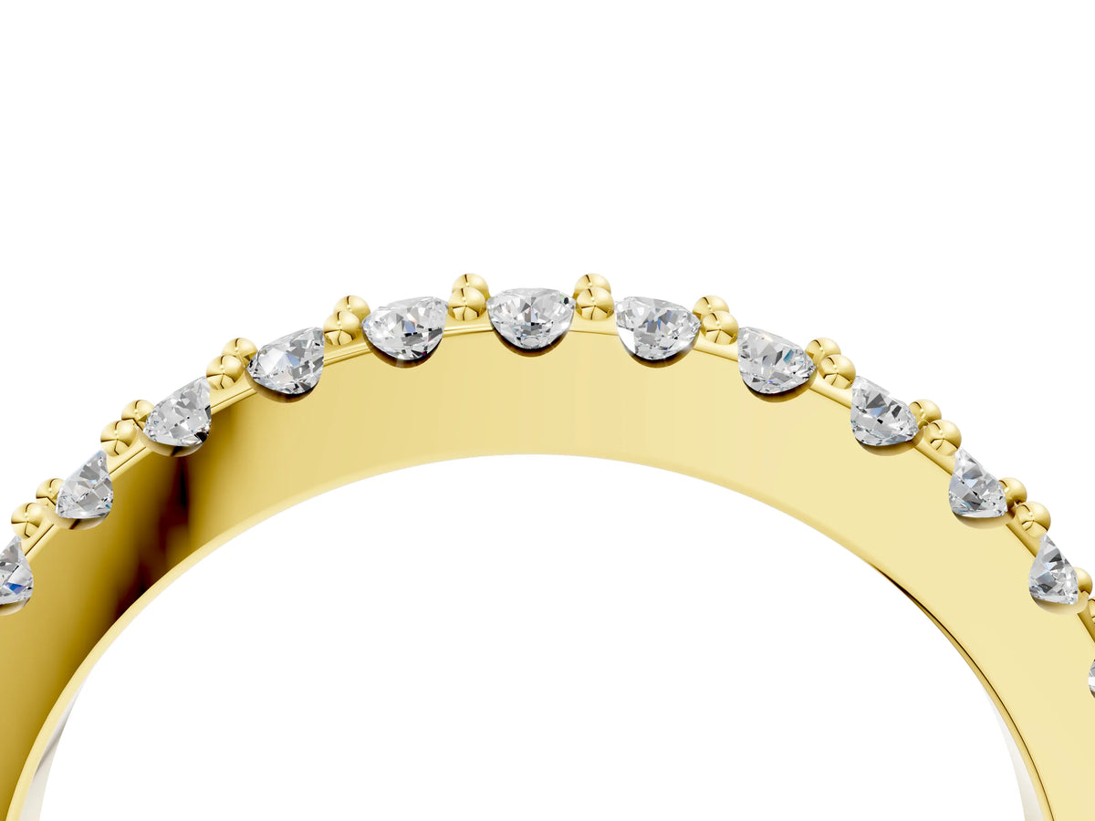 Yellow gold Round Diamond Pavé Set Half Eternity Band_4