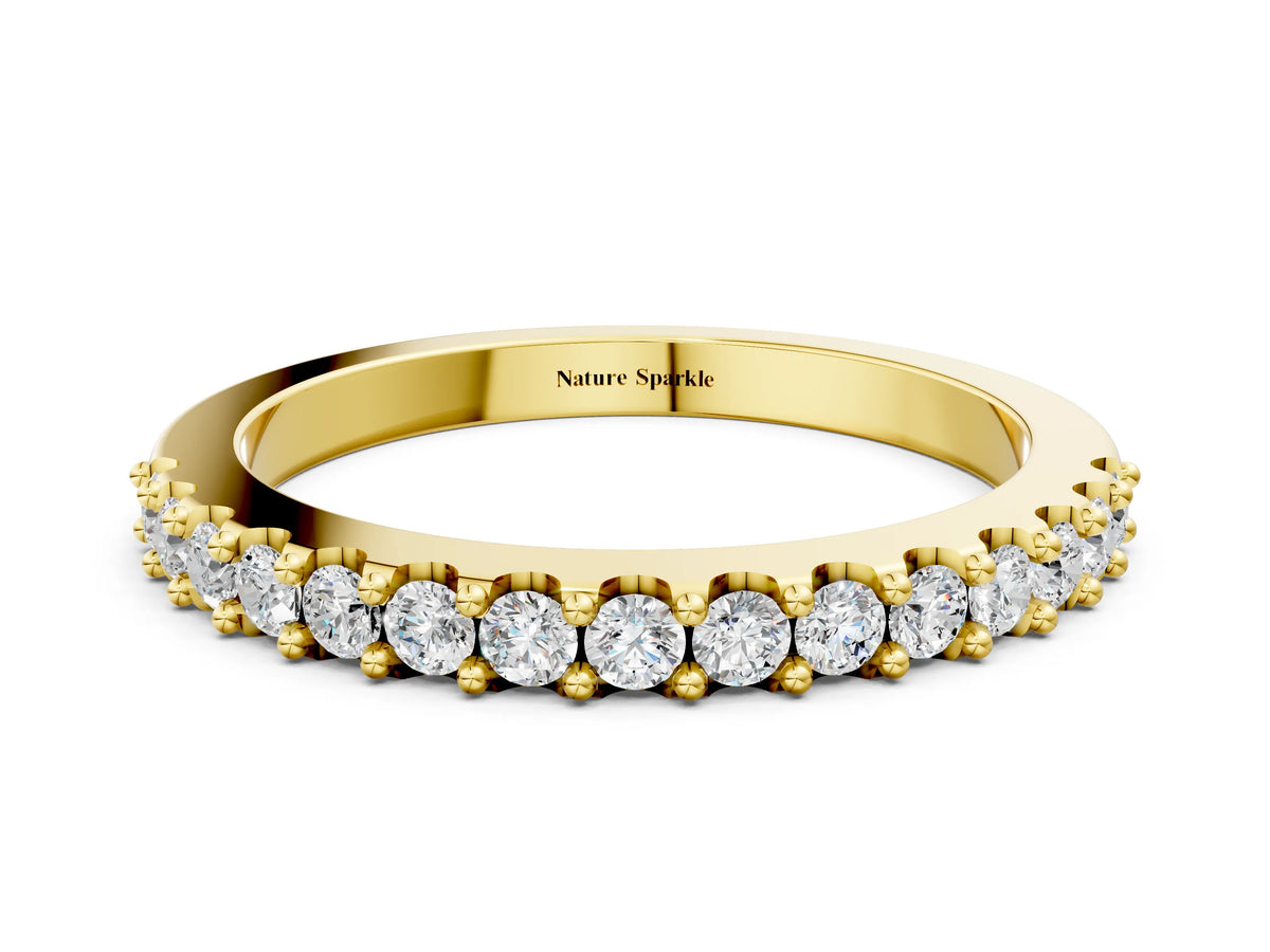 Yellow gold Round Diamond Pavé Set Half Eternity Band