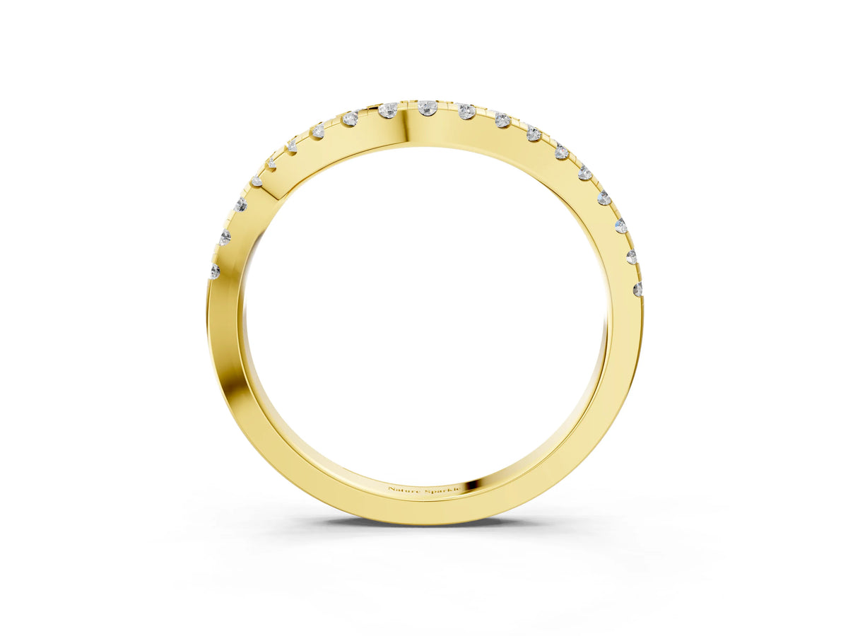 Yellow gold Round Diamond Pavé Twist Band with U-Prong Setting_3