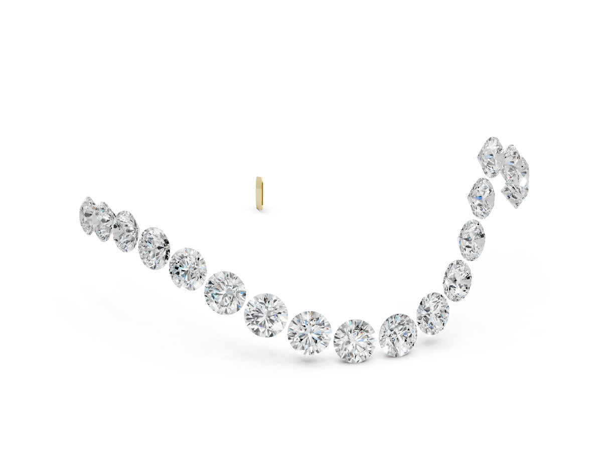 Yellow gold Round Diamond Pavé V-Shaped Contour Band with Shared Prong Setting