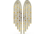 Yellow gold Round Diamond Pavé Waterfall Drop Earrings