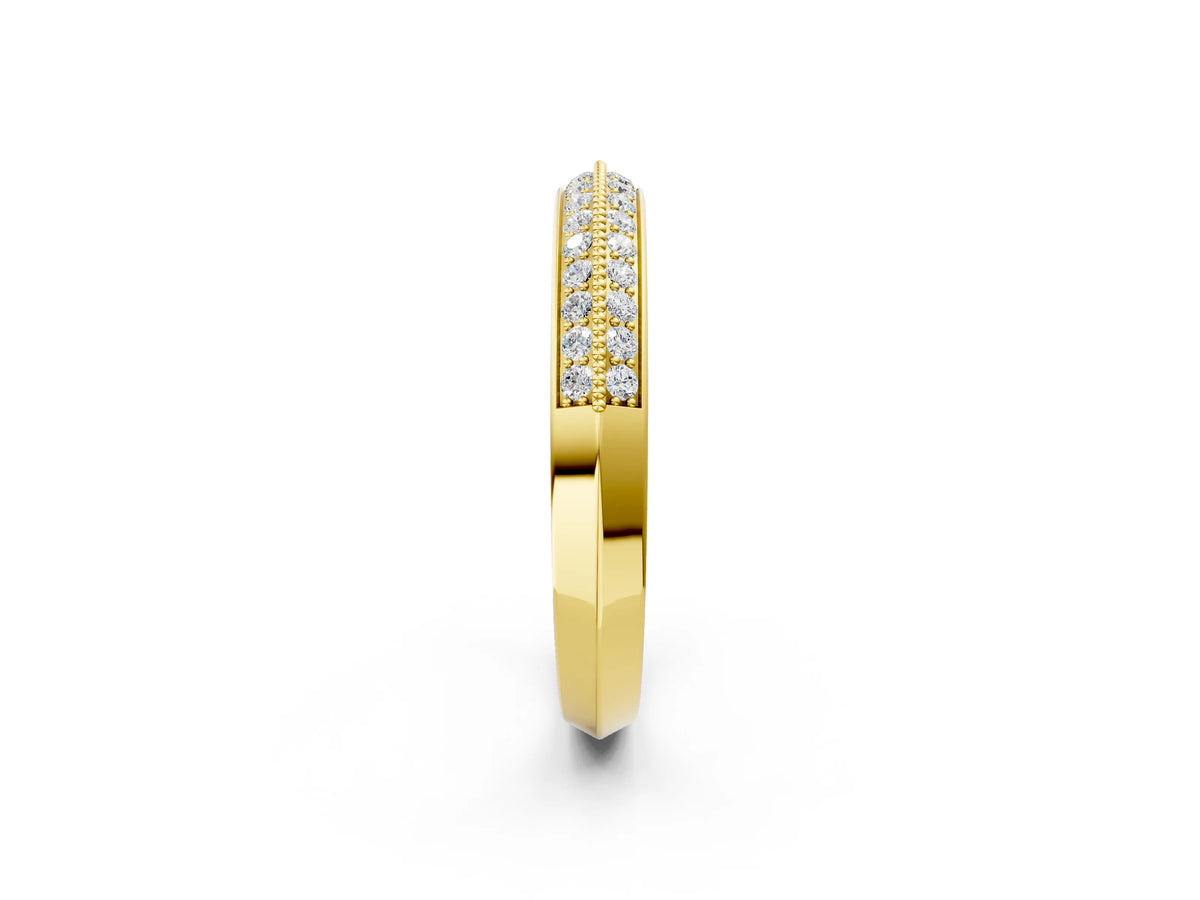 Yellow gold Round Diamond Pave Eternity Band with Milgrain Edging_2