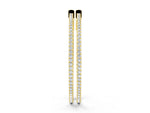 Yellow gold Round Diamond Pave Hoop Earrings with Prong Setting