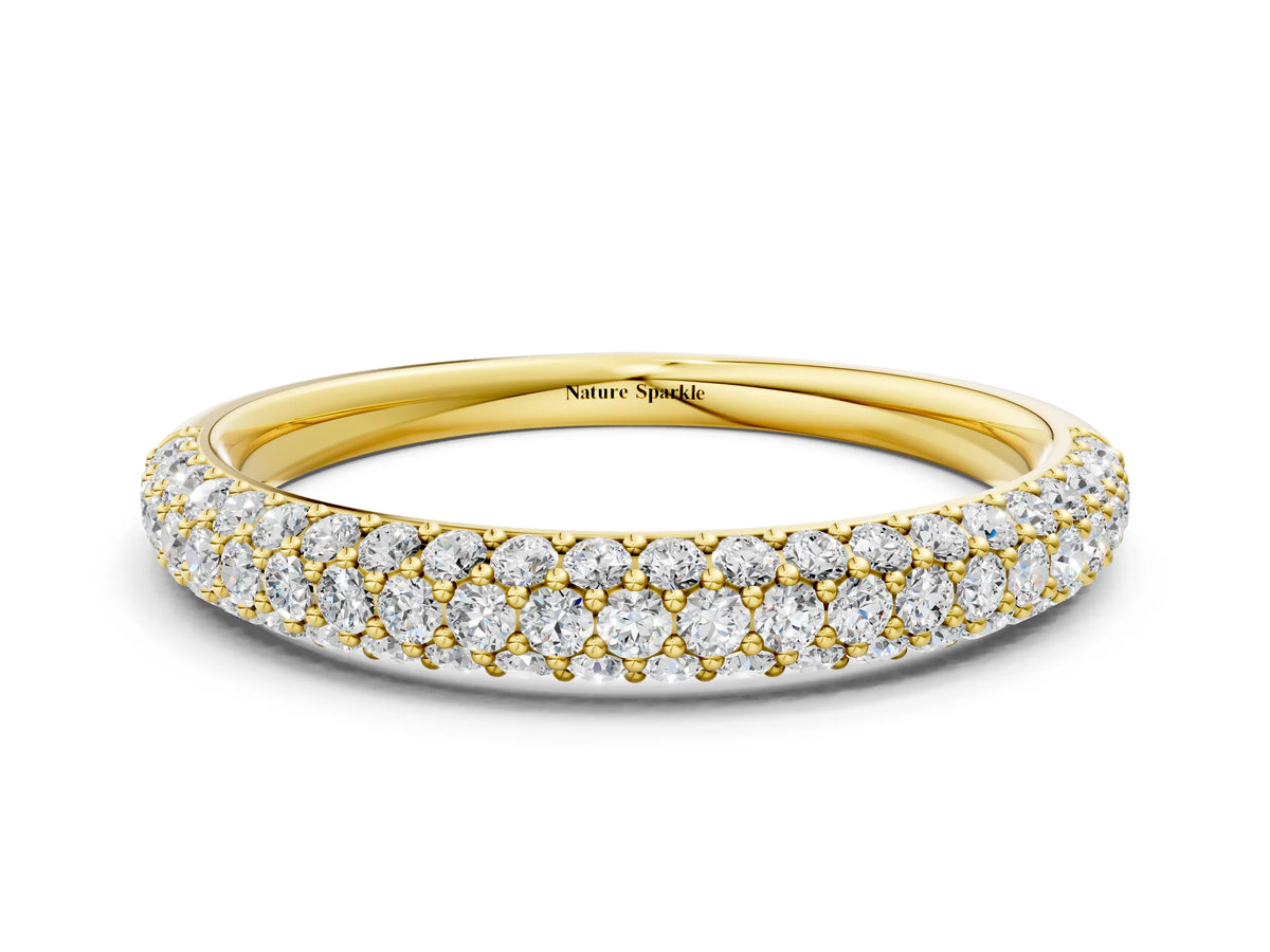 Yellow gold Round Diamond Pave Set White Gold Eternity Band