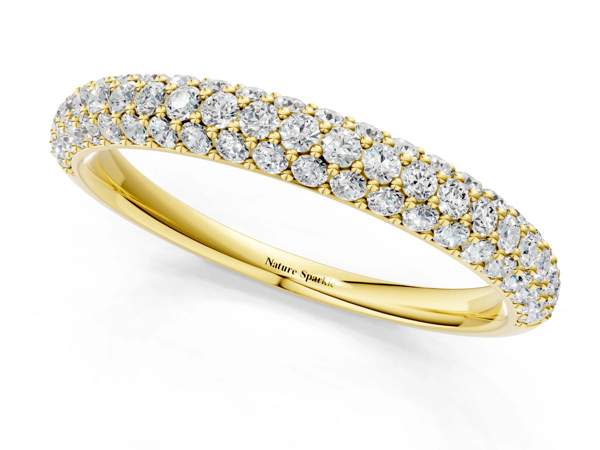 Yellow gold Round Diamond Pave Set White Gold Eternity Band_1